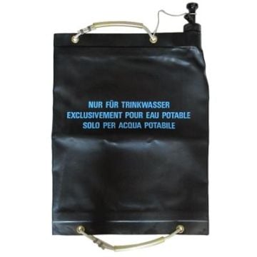Front view of black plastic Swiss Army 20L Water Carrier bag