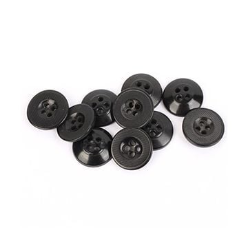 Packs of 14mm 4-Hole Type 3 Ribbed Vintage Buttons - Black