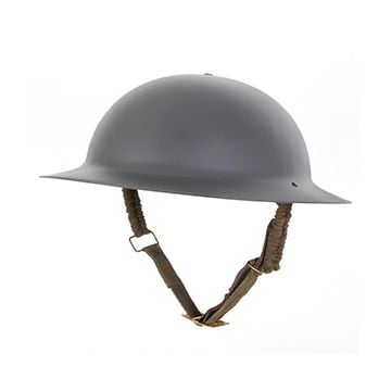 This view shows the front of the WW2 British Brodie Helmet - RAF Blue. Thumbnail