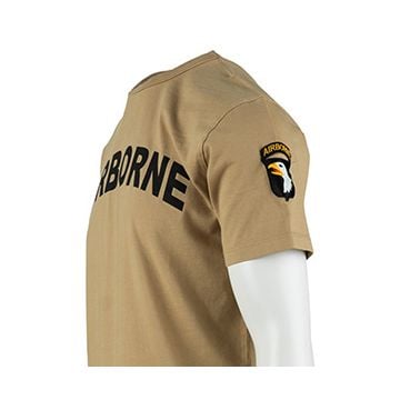 This view shows the front of the US 101st Airborne T-Shirt - Sand. Thumbnail.