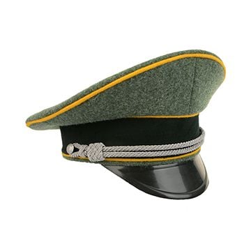 German Army Officer Visor Cap without Insignia - Field Grey - Golden Yellow Piping