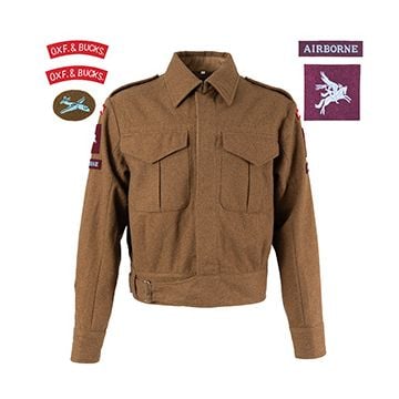 This view shows the front of the British 37 Pattern Royal Engineers Airborne Regiment Sergeant Tunic - 42". Thumbnail.