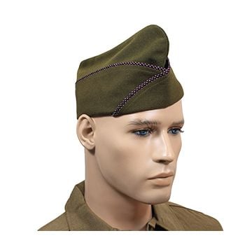 WW2 US Issue Type Garrison Cap - Maroon and White Piped Thumbnail