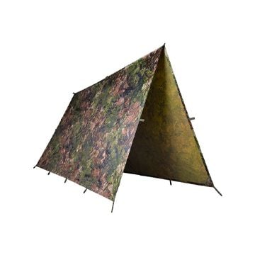 This view shows the tarp being used as a shelter. Thumbnail