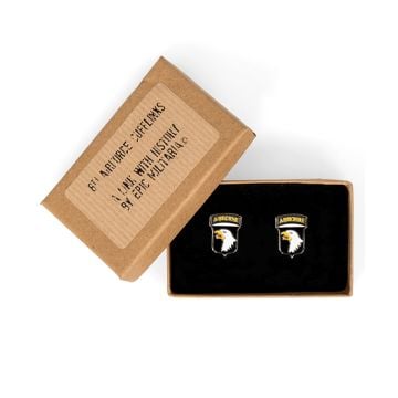 This view shows the front of the American 101st Airborne Division (Screaming Eagles) Cufflinks. Thumbnail.