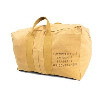 Rectangular khaki canvas bag with two canvas handles on each side