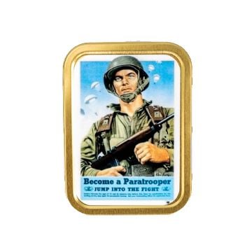 This view shows the front of the Become A Paratrooper Metal Tin. Thumbnail