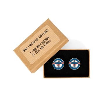 This view shows the front of the British WW2 Lancaster Cufflinks. Thumbnail.