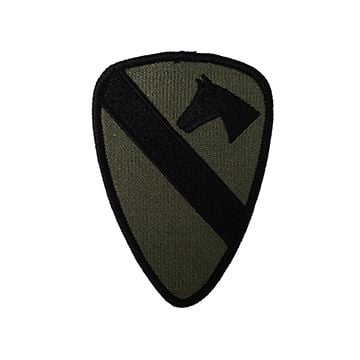 Subdued US Army 1st Cavalry Patch - Olive and Black