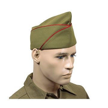 WW2 US PX Type Garrison Cap - Red Piped