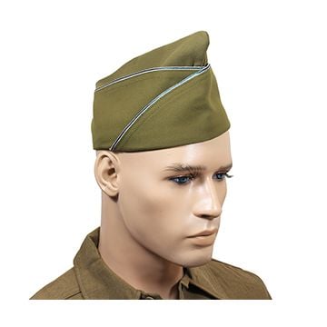 WW2 US PX Type Garrison Cap - Green and White Piped Thumbnail