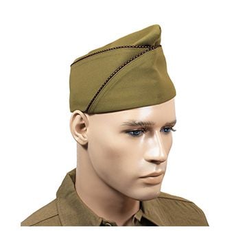 WW2 US PX Type Garrison Cap - Black and Orange Piped Thumbnail