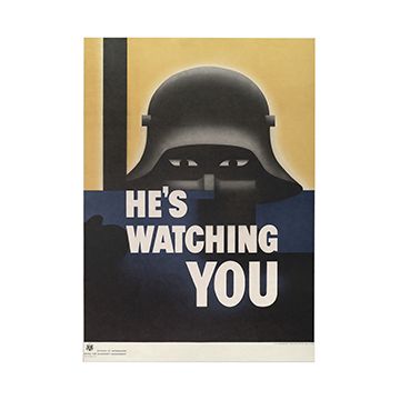 This view shows the front of the WW2 'He's Watching You' Framed Print. Thumbnail.