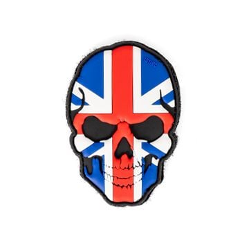 This view shows the front of the Hook & Loop Skull Patch - British Flag. Thumbnail.