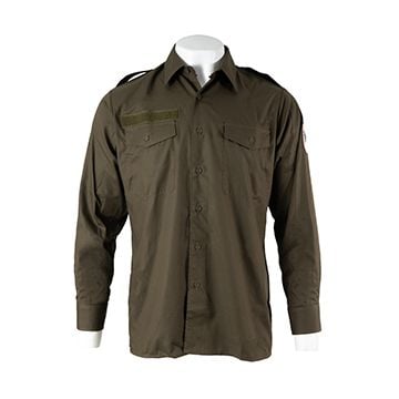This view shows the front of the Original Austrian Field Shirt - Olive Drab. Thumbnail.
