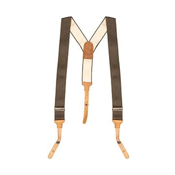 This view shows the front of the Original East German NVA DDR Suspenders Used - Olive Drab. Thumbnail.