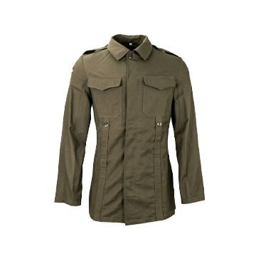 Image shows the front of the Original German Old Style Moleskin Field Jacket in an Olive Drab colour. Thumbnail.