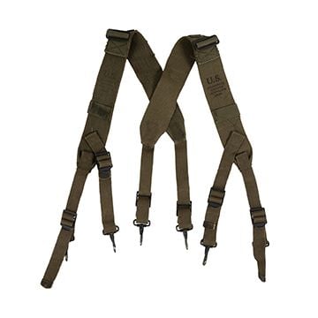 This view shows the front of the Original US Army M44 Suspenders. Thumbnail.