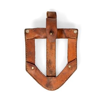 Original Yugoslavian JNA Model Leather Shovel Cover with Strap - Brown