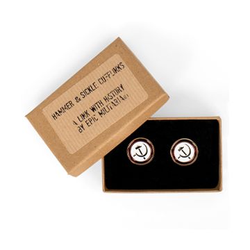 This view shows the front of the Russian Hammer and Sickle Cufflinks. Thumbnail