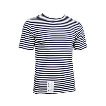 Russian Navy Telnyashka Short Sleeve T-Shirt - Navy Blue Stripes