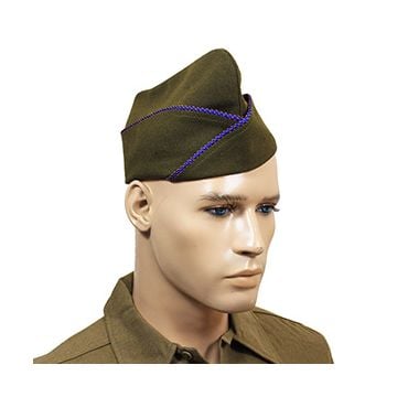 WW2 US Issue Type Garrison Cap - Blue and Orange Piped Thumbnail