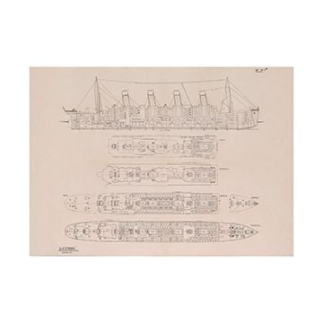 This view shows the front of the Titanic Blueprint. Thumbnail.