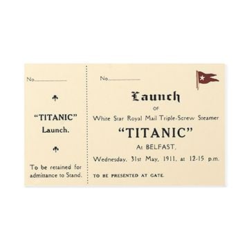 This view shows the front of the Titanic Launch Ticket. Thumbnail 