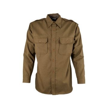 This view shows the front of the US Officer M37 Mustard Wool Shirt. Thumbnail.