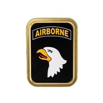 This view shows the front of the US 101st Airborne Metal Tin. Thumbnail.
