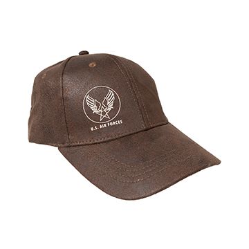 US Airforce Leather Look Baseball Cap - Brown