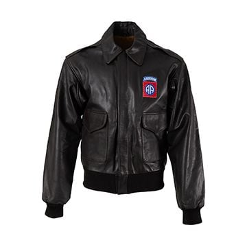 This view shows the front of the US Pilots Leather A2 Jacket - Dark Brown - Airborne - Ex Rental - 42" . Thumbnail.