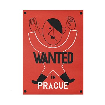 This view shows the front of the "Wanted in Prague" - Allied WW2 Poster. Thumbnail.