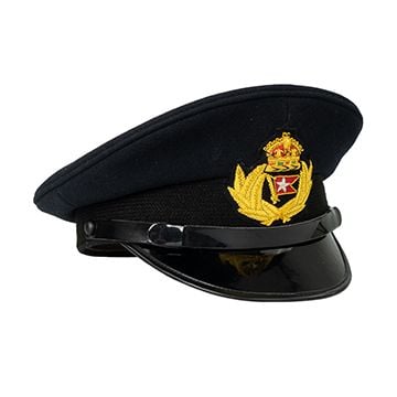 This view shows the front of the White Star Liner Titanic Visor Cap - Blue. thumbnail.