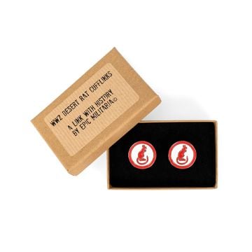 This view shows the front of the WW2 British Desert Rat Cufflinks. Thumbnail.