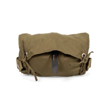 The image shows the front of a WW2 German Tropical Olive Green A-Frame Bag. Thumbnail.