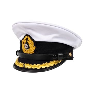 This view shows the WW2 German U-Boat Captain Visor Cap by Erel without Eagle. Thumbnail.