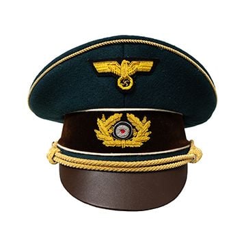 WW2 German Hitler Visor Cap - Green - Imperfect