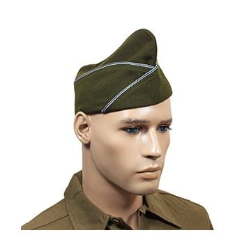 WW2 US Issue Type Garrison Cap - Green and White Piped Thumbnail