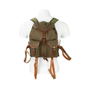 This view shows the front view of the WW2 Russian 1939 Infantry Canvas Backpack - full on back. Thumbnail.