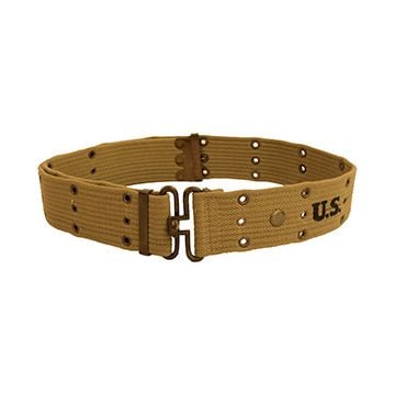 WW2 US Khaki Pistol Belt - Brass