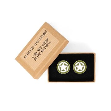 This view shows the front of the WW2 US Military Star Cufflinks. Thumbnail.