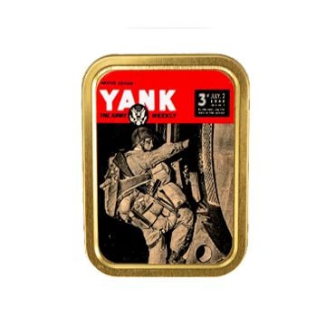 This view shows the front of the WW2 Yank Magazine July 2nd 1944 Metal Tin. Thumbnail.