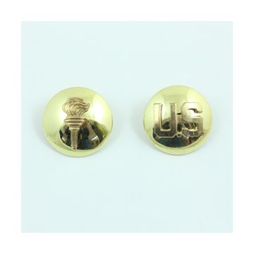 US ROTC and Monogram Collar Discs - Gold - Thumbnail