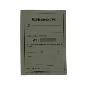 WW2 German Vehicle Registration Document