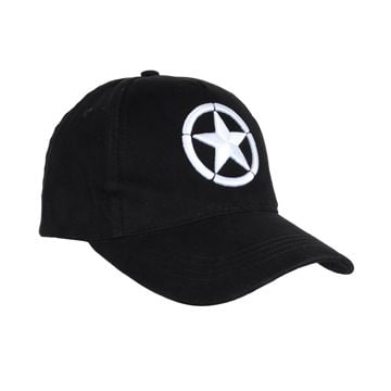 WW2 Star Black Baseball Cap - Embroidered