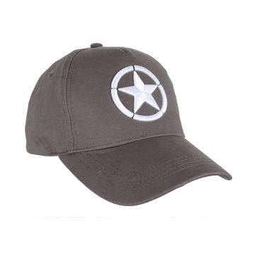 WW2 Star Grey Baseball Cap - Embroidered
