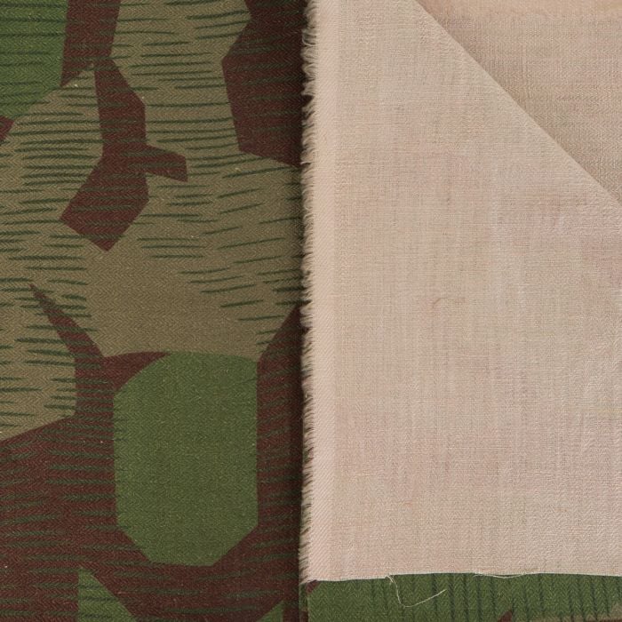 This view shows the front and reverse of the WW2 German Splinter Camo Fabric - 1 Metre
