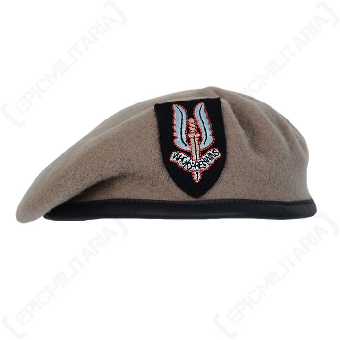Front view of a British Army SAS Beret with Badge.