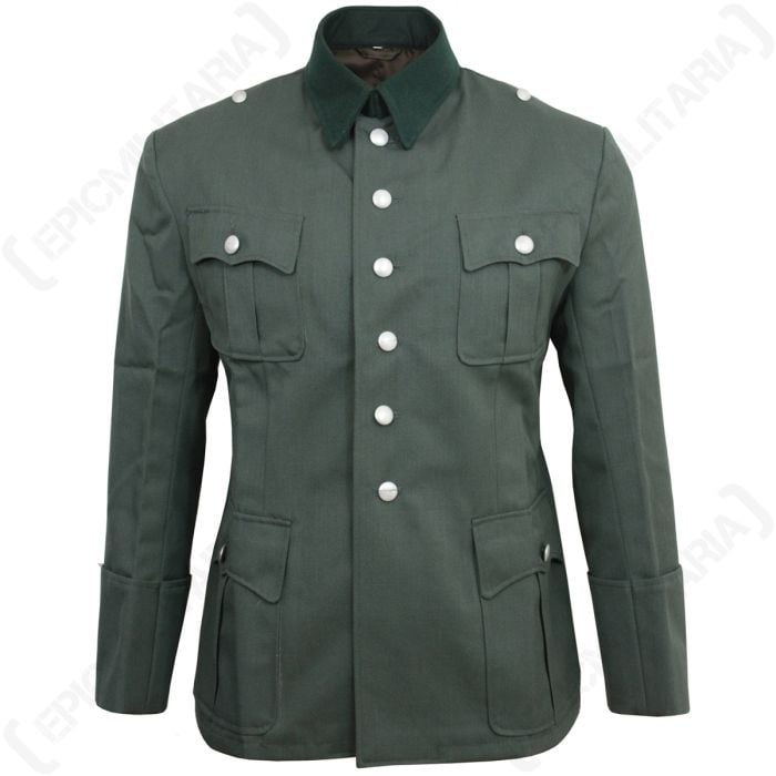 This view shows the front of the German Army Officers Gabardine Wool Tunic - Front